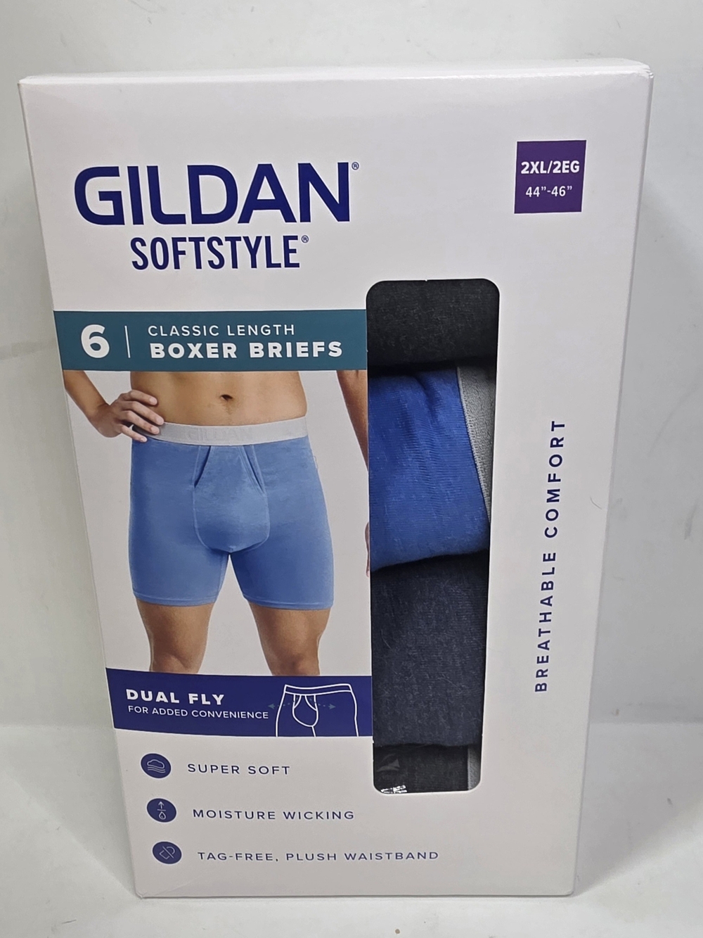 Gildan 6pk Softstyle Classic Length  Boxer Briefs Mens 2XL